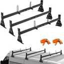 CIRONBOW Universal Roof Ladder Rack for Van, Roof Rack for Minivan/ Panel Van, Adjustable Length 57''-65'', 3 Bars-Fit Chevy Express Vans1996-Up, 800LB Load-Capacity, Gutter Clamp Type, Matte Coating Black