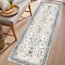 Rug Runners for Hallways Non Slip 2x6, Kitchen Rugs with Rubber Backing, Washable Vintage, Boho Area Rug for Living Room, Low Pile Distressed Rugs Carpet Runners for Bedroom, Entryway, Laundry (Camel Blue\Gray)