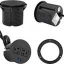 Kungfuking Desktop Power Grommet with PD 20W USB C,Recessed Power Outlets with 2 AC Plugs and 3 USB Charging Ports,Hidden Power Strip for Office Kitchen Cabinet Conference Room