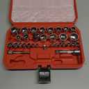 Egofine 34 Pieces 3/8 inch Drive Socket Ratchet Wrench Set, with Socket Set Metric/SAE and Extension Bar for Auto Repairing and Household, with Storage Case Not complect