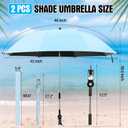 Talltalk 2 Pcs Beach Chair Umbrella with Clamp, 42"