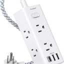 One Beat Short Extension Cord 1Ft, Flat Plug Power Strip Surge Protector - 6 Widely Outlets with 3 USB Ports (1 USB C), Wall Mount Small Power Strip for Travel, Home Office College Dorm Essentials