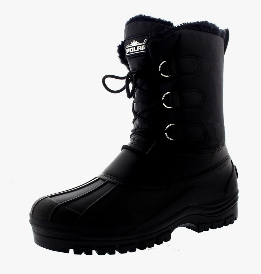 Polar Mens Muck Lace Up Short Nylon Winter Snow Rain Lace Up Casual Duck Boots, size 12
