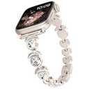 Aniaboho Compatible with Dressy Designer Bling Thin Apple Watch Bands for Women Men 40mm 41mm 38mm, Crescent Moon iWatch Bands for Slim Apple Watch Ultra 2 1 SE Series 10 9 8 7 6 5 4 3 2 1 Bracelet Band(Starlight)