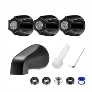 Enhon 3 Handle Shower Faucet Set Compatible with Pfister Verve Bath Tub Tool, Shower Knob and Bathtub Faucet Fits 1/2'', 3/4'' IPS Connection With 4 in 1 Spout Adapter Assembly Tool (Matte Black)