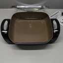 Elite Gourmet EG3033 12"x12"x2.35 Healthy Ceramic with Titanium Coated Scratch Resistant Electric Skillet, Dishwasher Safe, Rapid Heat Up, 1200W, Dark Grey, 6 Quart