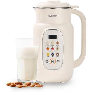 Joydeem Nut Milk Maker Machine,Adjustable Temperature Control, 46oz Almond, Soy, Oat, Coconut Plant-Based Non-Dairy Beverage Blender with 10 Blades, Auto Clean, Boil Water, Timer, Keep Warm, White