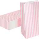 Restaurantware Bag Tek 4 LB Disposable Lunch Bags 100 Sturdy Take Out Bags - Flat Bottom Great For Restaurants Cafes And Bakeries Pink And White Paper Popcorn Bags Versatile For Grocery