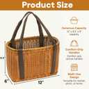 Wicker Shopping Basket with Handle, 12" x 8.5" x 6" Hand-Woven Picnic Basket, Open Top Market Harvest Basket for Food Storage, Kitchen Organization, Home Decor, Camping, Easter Eggs, Gifts