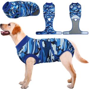 Kuoser Recovery Suit for Dogs Cats After Surgery, Professional Pet Recovery Shirt Dog Abdominal Wounds Bandages, Substitute E-Collar & Cone,Prevent Licking Dog Onesies Pet Surgery Recovery Suit (Large (Back:16.1-20.1'', Weight:23-48 LB))