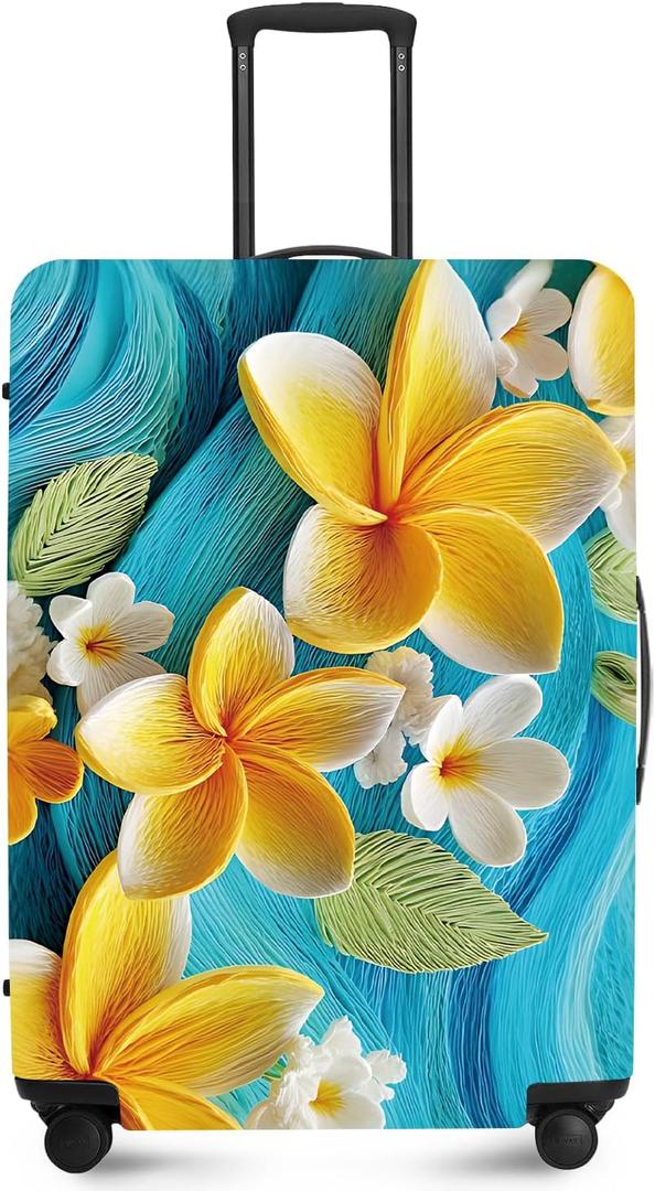 FOREVER QUEEN Yellow Flower Luggage Cover Suitcase Protector Suitcase Cover Anti-Scratch,Stretchable Bag Cover Washable Durable Polyester (M(fits 24-26Inch suitcase))