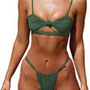 Honlyps Thong Bikini Sets for Women Two Piece Cheeky Swimsuits Micro String Swim Suits Triangle Bandeau Bathing Suit Teens (Small, Army Green)