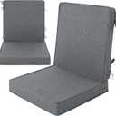 Outdoor Chair Cushions, Water-Resistant & Fade-Resistant, Patio Furniture Lawn Dining Chair Seat Replacement with Mid Back, Ties Zipper, Removable Cover, 18 x 16.5 Inch, Set of 2, Dark Grey