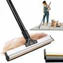 Dual-Edge Carpet Rake for Pet Hair Removal & Fluffing Matted Carpet 61" Adjustable Handle, Deep Clean Dog & Cat Hair Remover, Reusable Scraper for Rugs, Low Pile Carpet, Couch & Stairs