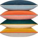 Btyrle Velvet Throw Pillow Covers 18x18 Inch Set of 4 Decorative Velour Pillowcases Modern Double-Colored Cushion Covers for Sofa Couch, Cold