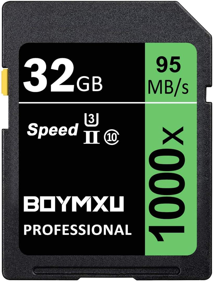Professional 1000x Class 10 U3 Memory Card - 32GB, Compatible with Computers, Cameras & Camcorders, Up to 95MB/s Read Speed, Green/Black