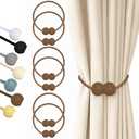 Hion Magnetic Curtain Tiebacks Dark Brown 6 Pack, Curtain Tiebacks Buckles Holdbacks Holders Hooks Clip for Home Bedroom Office Decorative Thick or Thin Curtain