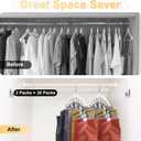 Legging Organizer for Closet, Metal Yoga Pants Hanger w/Rubber Coated 2 Pack w/10 Clips Hold 20 Leggings, Hangers Space Saving Hanging Closet Organizer for Closet Organizers and Storage-White