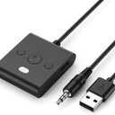 Bluetooth 5.4 AUX Car Adapter [Enhanced Connection & Noise Cancellation],Plug and Play Bluetooth Receiver for Car Music/Hands-Free Calls/Stereo Audio, Black