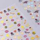 Valentine's Day Nail Art Stickers 3D Self-Adhesive Nail Decals Gold Heart Lip Rose Letter Nail Art Supplies DIY Valentine Design Manicure Nail Decoration Accessories for Women Girls 9 Sheet