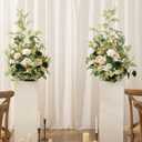 Ling's moment 41" Tall Free Standing Artificial Flowers Arrangements 2 pcs Wedding Arch Altar Stage Decorations Emerald & Tawny Beige Ceremony Reception Rose Fake Floral Party Centerpieces Decor