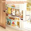 Kids Bookshelf Wall Mounted, Behind the Door Shelf Wooden Narrow 4 Tier Behind Door Storage Bookcase for Books & Toys, Space-Saving for Kid's Room, Nursery, Playroom & Bedroom White