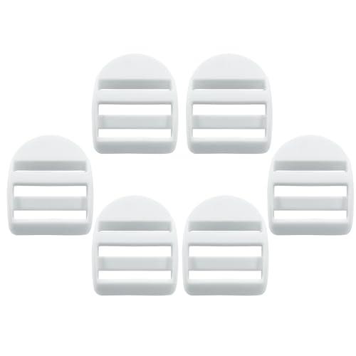 BokWin 5 Pcs Plastic Ladder Lock Buckle 1 inch Slide Buckle Adjustable Buckle Replacement for Backpack Straps Luggage(White)
