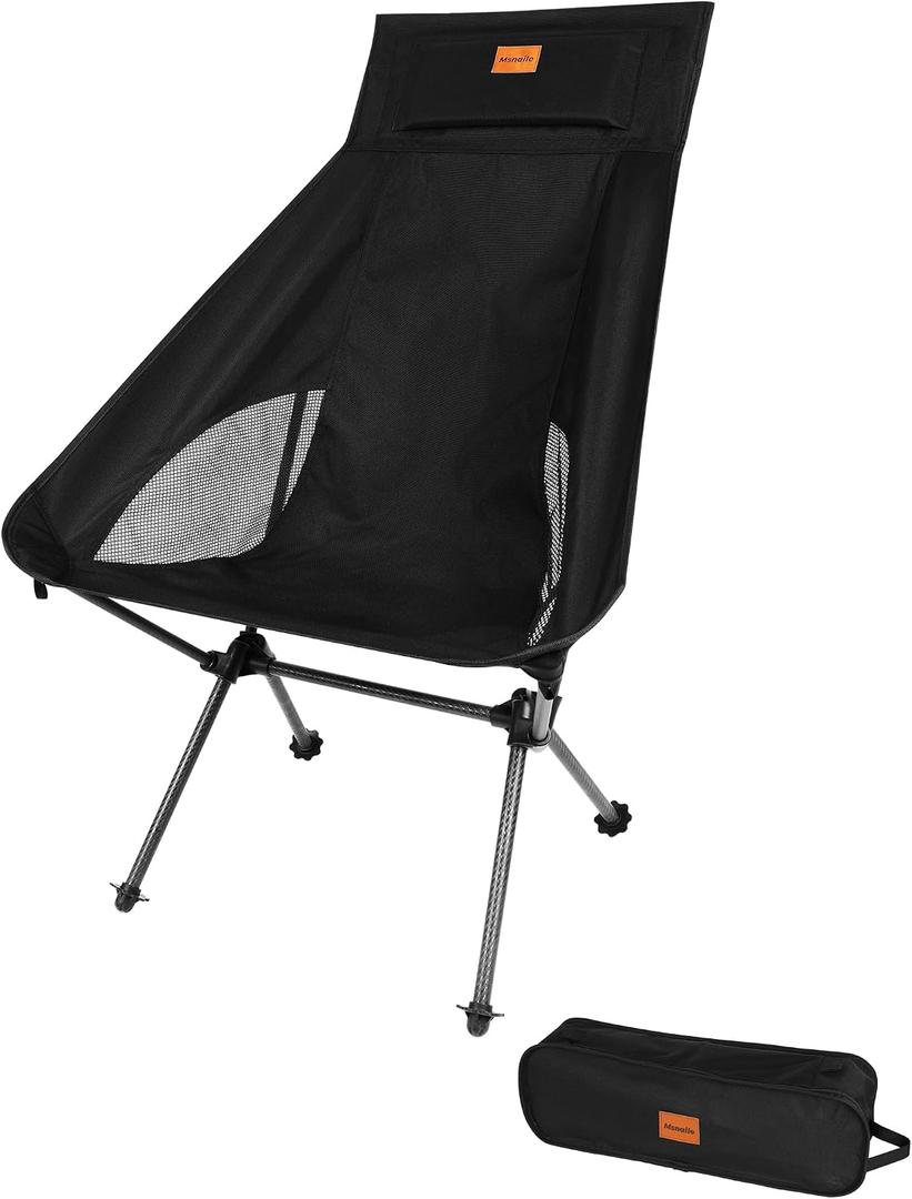 High Back Camping Chair, Carbon Fiber Frame 2.7 lbs Lightweight | ultralight camping chair carbon fiber frame portable ultra light support up to 330 lbs 600D Oxford fabric easy to clean