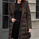 PAPILLON D'OR WEAR YOUR WINGS Women's Long Puffer Coat with Belt, Hood & Furry Lining - Knee-Length Winter Jacket XL