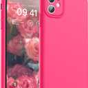 2 x SUPFINE Designed for iPhone 11 Case,Premium Liquid Silicone with [Soft Anti-Scratch Microfiber Lining][Upgraded Camera Protection] Slim Shockproof Protective Phone Case for Men Women Girls,Hot Pink