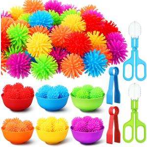 Shappy 82 Pcs Counting Sorting Sensory Bin Fine Motor Toys Color Sorting Matching Preschool Learning Activities, 72 Hedge Balls 2 Tweezers 2 Scissor Clips 6 Bowls for Math Educational Sensory Training Shappy 82 Pcs Counting Sorting Sensory Bin Fine Motor Toys Color Sorting Matching Preschool Learning Activities, 72 Hedge Balls 2 Tweezers 2 Scissor Clips 6 Bowls for Math Educational Sensory Training