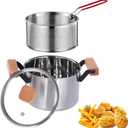 2.5L Small Stainless Steel Oil Strainer Pot With Fry Basket, Deep Fryer with Lid, Oil Filter Pot,Stove Top Deep Fryer With Basket For Cooking Chicken Wings, Seafood