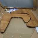 Modern Glass Coffee Table, 32.68" D x 22.44" W x 15.75" H, Abstract Round Tea Tables for Living Room Home Office Industrial Cocktail Tables (Walnut-Clear Glass/32.68") (Walnut-clear Glass/32.68")