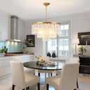 Shell Chandelier, White and Gold Chandelier Light Fixture with 4 Lights Capiz Seashell Pendant for Foyer,Kitchen Island,Entryway,Dining Room (18" Coastal Chandeliers)