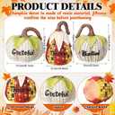 Wesiti Set of 3 Thanksgiving Fall Pumpkin Decorations 7 Inch Resin Artificial Corn Decorative Pumpkins with Blessed Grateful Thankful Table Centerpieces Decor for Thanksgiving Harvest Vintage Room