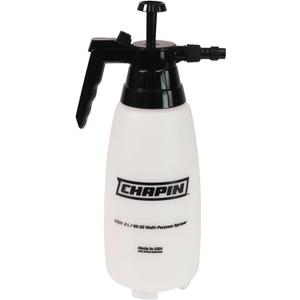 Chapin 10031 2 Liter/.52 Gallon Handheld Multi-Purpose Garden Pump Sprayer with Adjustable Brass Nozzle Thumb Trigger with Lock-on Feature, Translucent White (68 Ounce - Consumer)