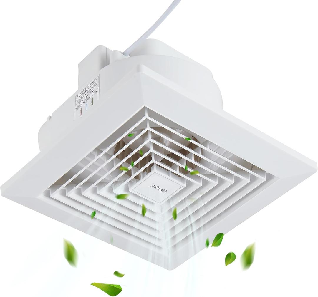 Bathroom Exhaust Fan, 8 Inch Ceiling Mount Fan, 110 CFM 1.0 Sones Ultra-Quiet Ventilation Fan, Square Exhaust Fan Ceiling Mount