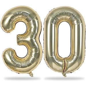 Champagne Gold Number 30 Balloons, 40 Inch Light Gold Foil Number 3 & 0 Balloons for Women, Self Inflating 30th Birthday Balloons for 30 Year Old Men Anniversary Birthday Party Decorations Supplies