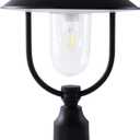 LUTEC Solar Lamp Post Light Outdoor, Dusk to Dawn Exterior Pole Lights Head for Pier and Pole Mount, Waterproof Black Solar Post Fixture for Garden, Patio, Pathway (1 Pack)