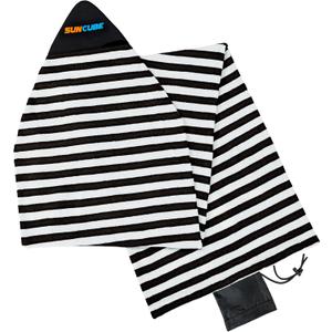 SUN CUBE Surfboard Sock Cover, Surf Bag for Surfing Board, Protective Stretchy Surf Bag Sock Sleeve for Longboard, Hybrid, Shortboard (6'0'' - Pointed, Black White)