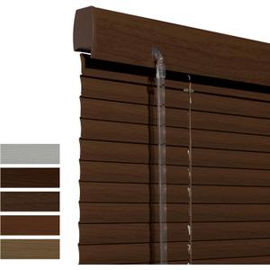 Faux Wood Aluminum Mini Blinds 1 Inch Slats Cordless Room Darkening Metal Venetian Blinds Waterproof Easy Installation Horizontal Blinds for Windows,Doors,Light Coffee,Customize Size