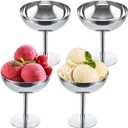 MIVIDE 4 Pack Ice Cream Cups, Ice Cream Bowl, Stainless Steel Dessert Cups Serving Dessert Bowls Silver Coupe Glasses for Pudding Dessert Frozen Yogurt Fruit Silver