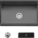 Black Kitchen Sink, 30x18 Inch Stainless Steel Undermount Modern Single Bowl Kitchen Sink Combo-Silicon Mat,Drain Strainer Set Offering Large Basin And Compatibility With Various Kitchen&Bar Style