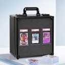 Graded Card Storage Box for PSA with TSA Lock, Aluminum Alloy Trading Card Case with Display Window, Slab Case with 8 Dividers for CGS, BGS, Top Loaders and Sports Cards (Carbon Fiber)