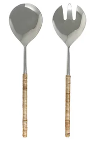 Natural Rattan Handled Salad Servers (Count of 2)