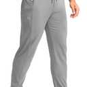 G Gradual Men's Joggers with Zipper Pockets Stretch Tapered Sweatpants Athletic Pants for Men Workout Running Gym (Gray, M)