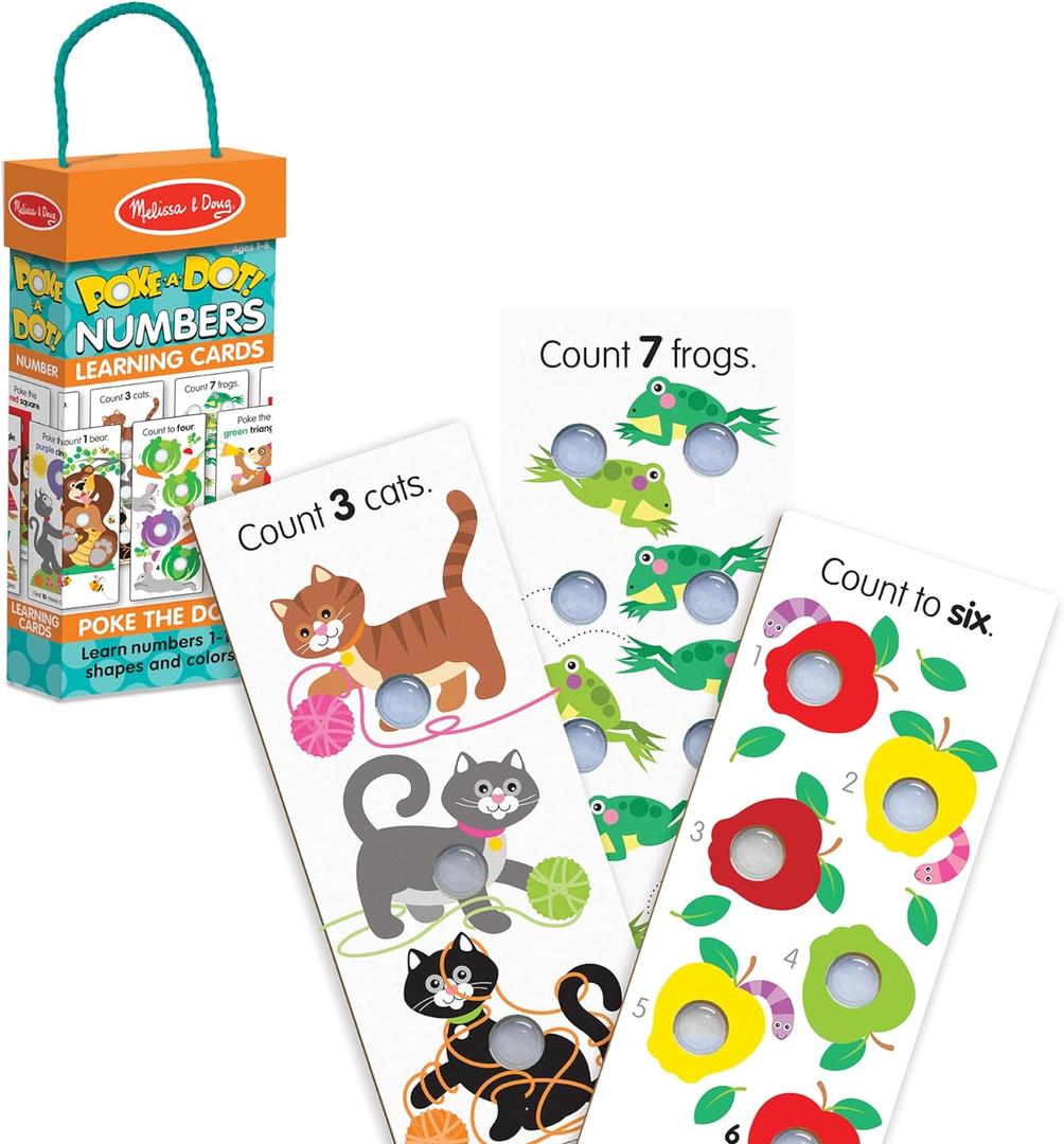 Melissa & Doug Poke-a-Dot! Numbers, Shapes & Colors Jumbo Learning Cards, 13 Double Sided Interactive Flash Cards, Educational Activities for Toddlers & Preschoolers, Ages 1+