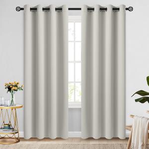 COSVIYA Grommet Blackout Room Darkening Cream Beige Curtains 84 inch Length 2 Panels,Thick Polyester Light Blocking Insulated Thermal Window Curtain Drapes for Bedroom/Living Room,52x84 inches