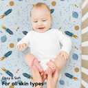 Yoofoss Pack and Play Sheets Fitted, Mini Crib Sheets 2-Pack for Pack N Play Mattress, Stretchy Playard Sheet, Soft and Breathable Blue Rocket