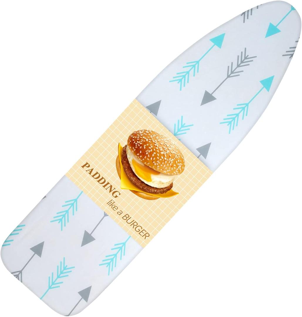 BNDX Ironing Board Cover, 15" x 54" Standard Size Thick Padding with 2" Elastic, Stain Resistant & Durable Scorch, 2 Click Buckles for Smooth Iron and Easy Installation